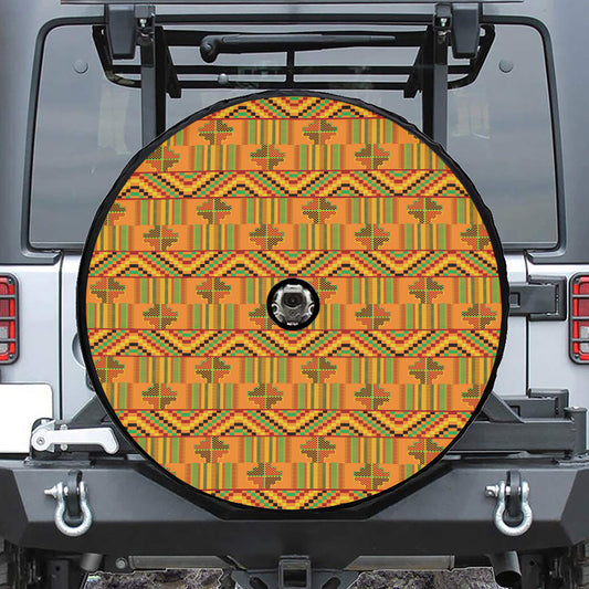 Bonwire Kente Pattern Print Tire Cover With Camera Hole