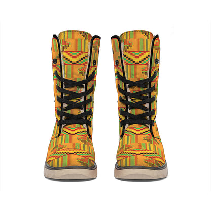 Bonwire Kente Pattern Print Winter Boots