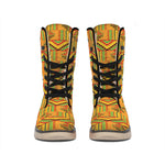 Bonwire Kente Pattern Print Winter Boots