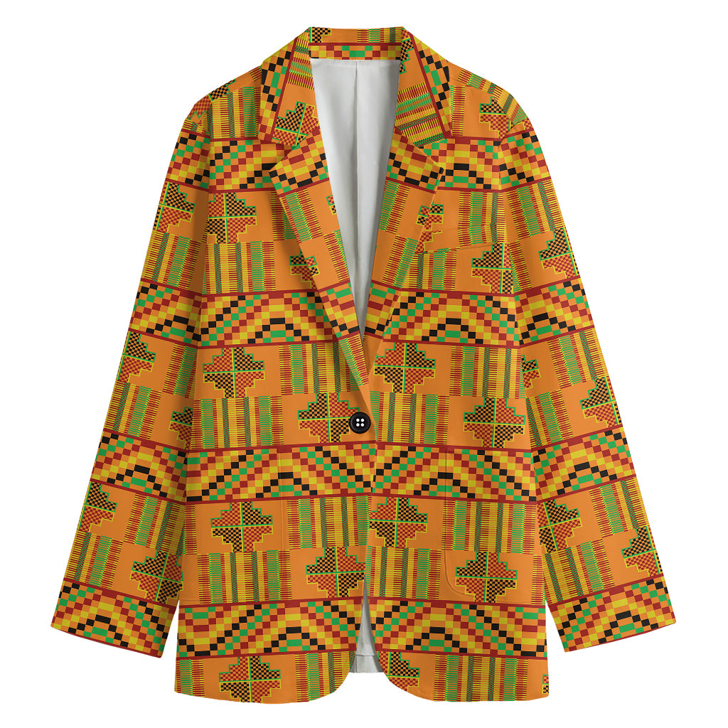 Bonwire Kente Pattern Print Women's Cotton Blazer