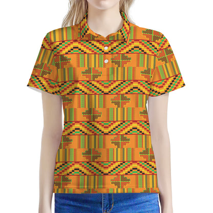 Bonwire Kente Pattern Print Women's Polo Shirt