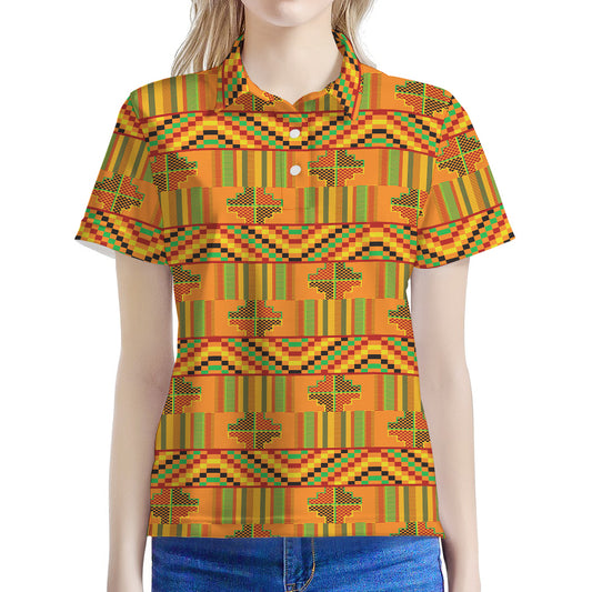 Bonwire Kente Pattern Print Women's Polo Shirt