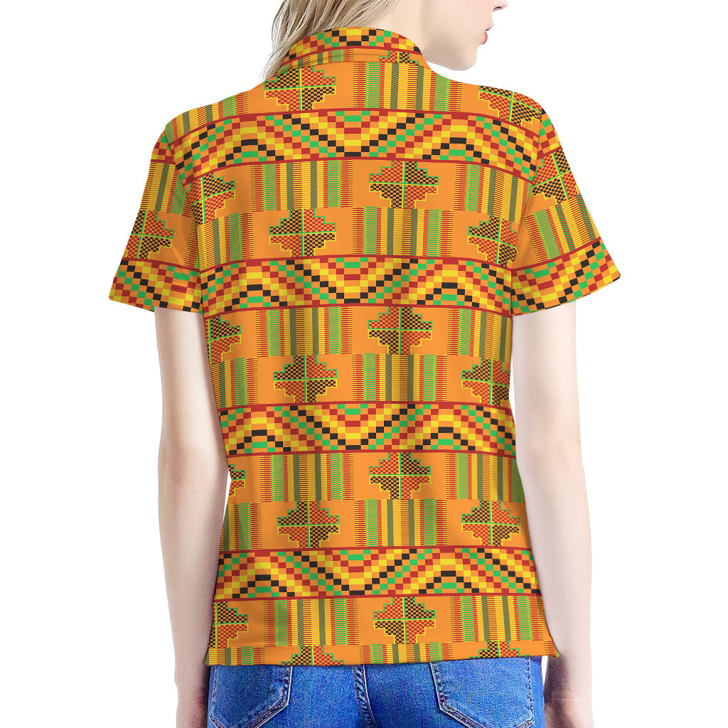 Bonwire Kente Pattern Print Women's Polo Shirt