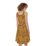 Bonwire Kente Pattern Print Women's Sleeveless Dress