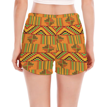 Bonwire Kente Pattern Print Women's Split Running Shorts