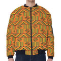 Bonwire Kente Pattern Print Zip Sleeve Bomber Jacket