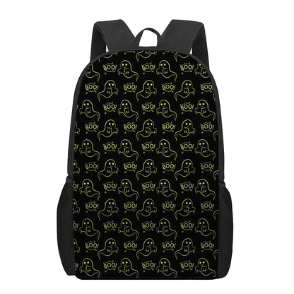 Boo Ghost Pattern Print 17 Inch Backpack