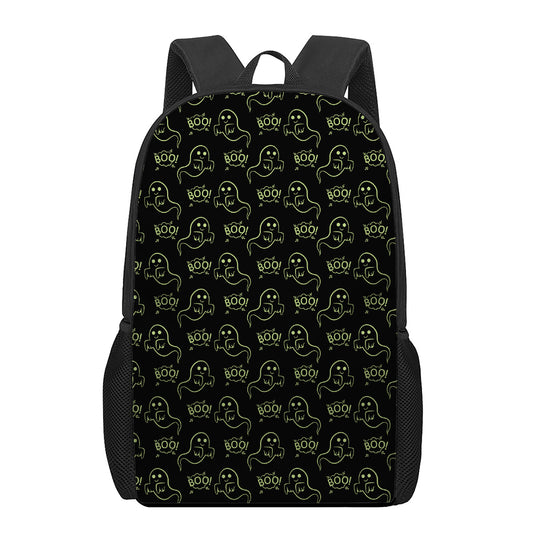 Boo Ghost Pattern Print 17 Inch Backpack