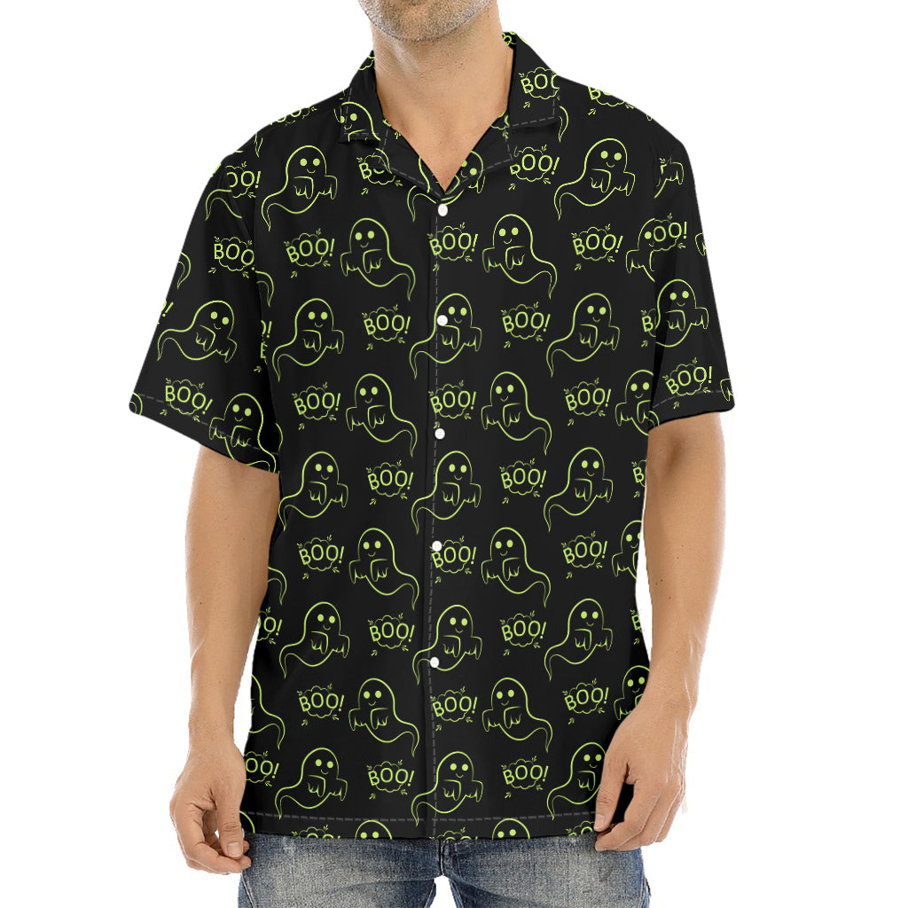 Boo Ghost Pattern Print Aloha Shirt