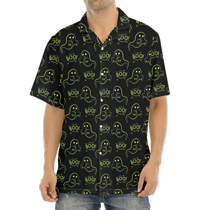 Boo Ghost Pattern Print Aloha Shirt