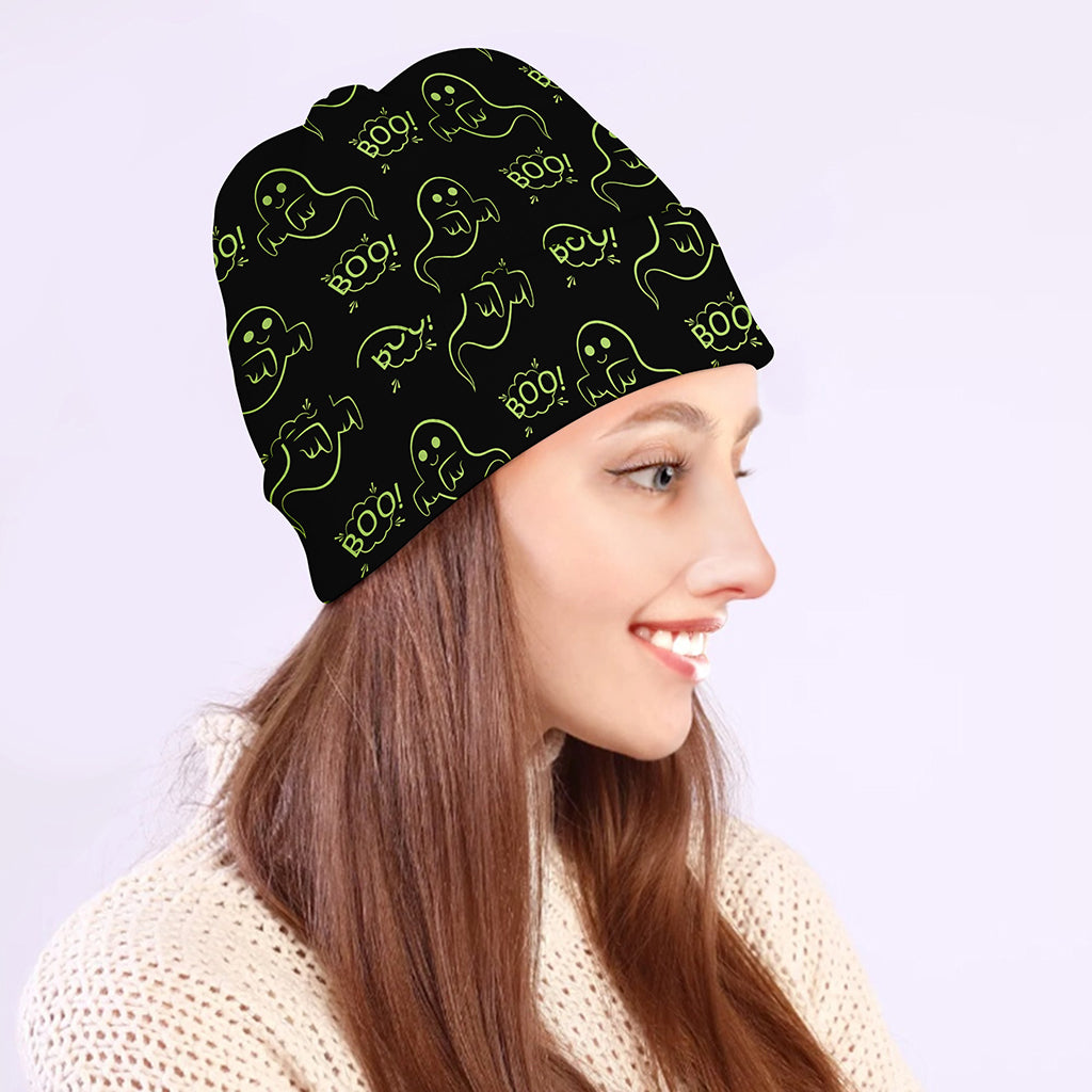 Boo Ghost Pattern Print Beanie
