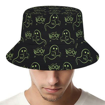 Boo Ghost Pattern Print Bucket Hat