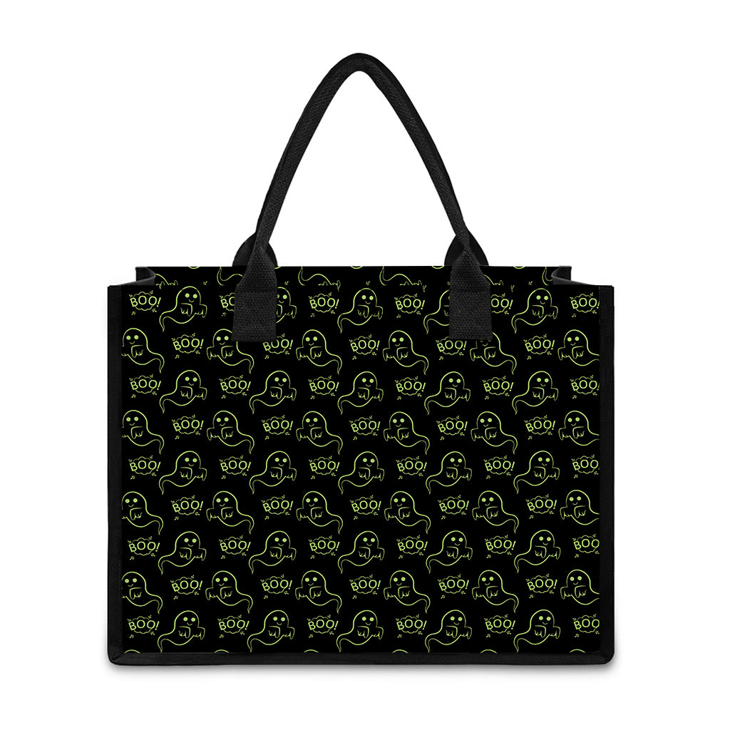 Boo Ghost Pattern Print Canvas Tote Bag