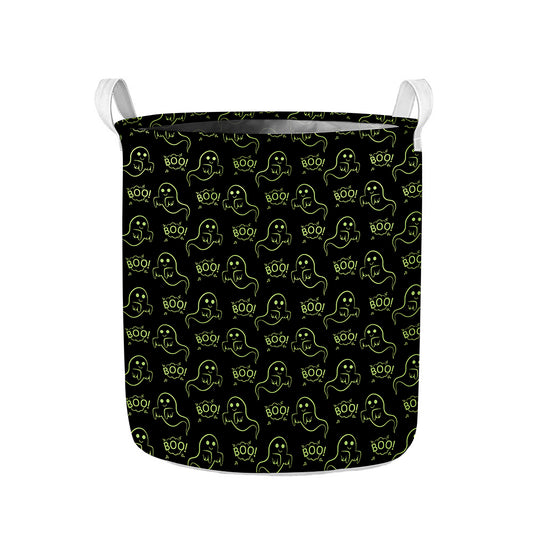 Boo Ghost Pattern Print Collapsible Laundry Basket