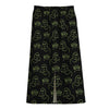 Boo Ghost Pattern Print Cotton Front Slit Maxi Skirt