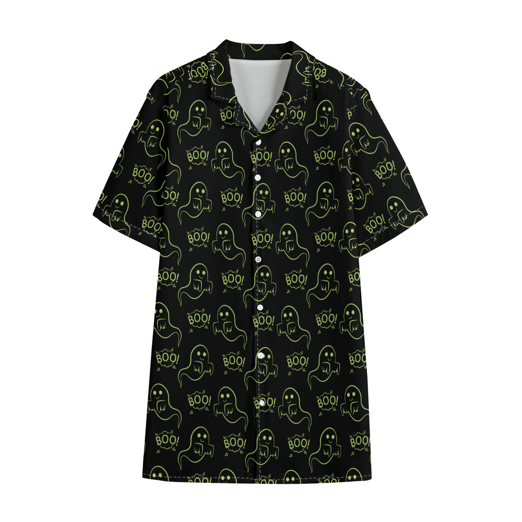 Boo Ghost Pattern Print Cotton Hawaiian Shirt
