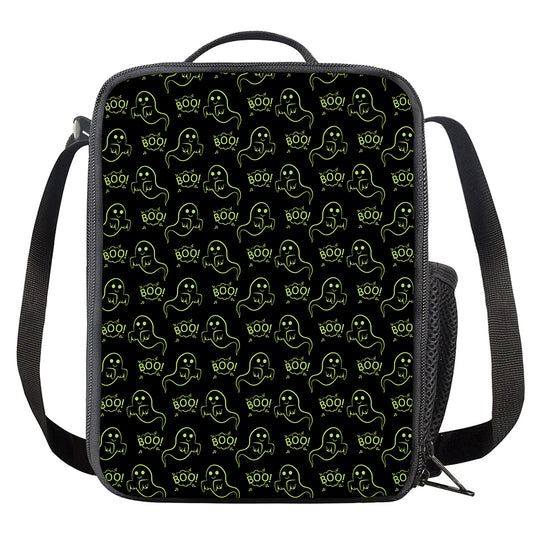 Boo Ghost Pattern Print Crossbody Lunch Bag
