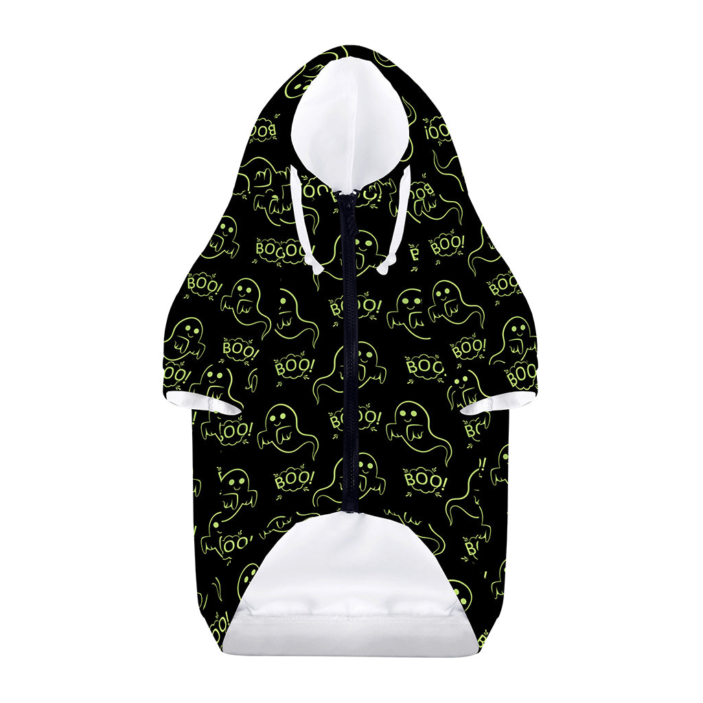 Boo Ghost Pattern Print Dog Zip Up Hoodie