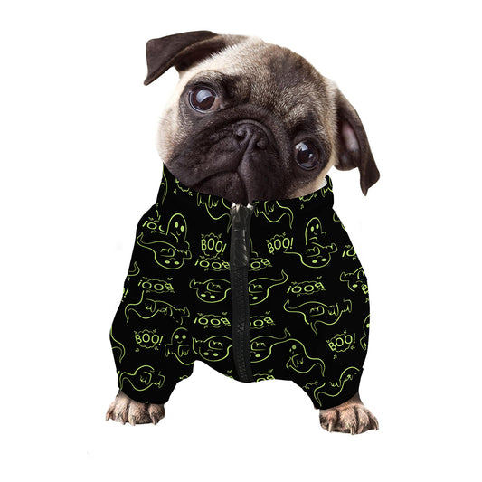 Boo Ghost Pattern Print Dog Zip Up Jacket