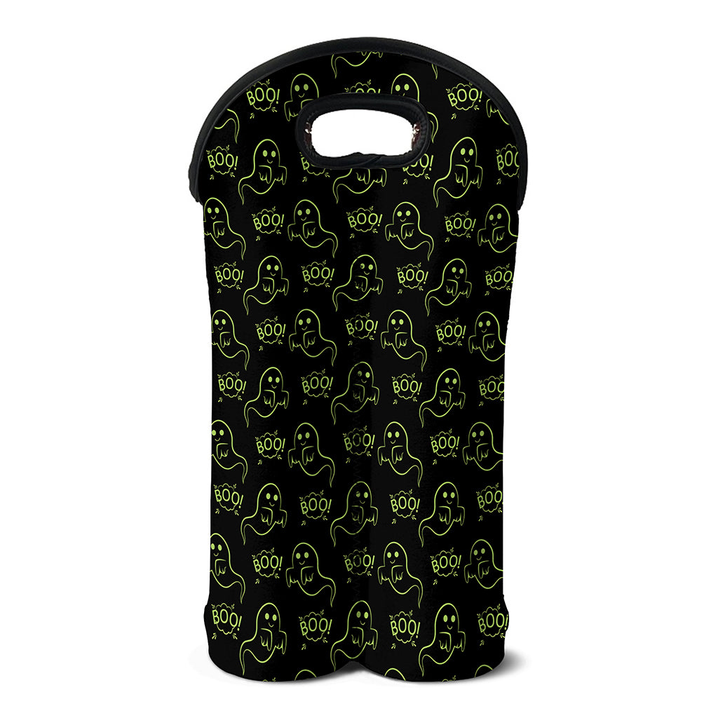 Boo Ghost Pattern Print Double Neoprene Wine Tote