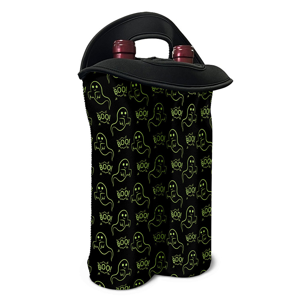 Boo Ghost Pattern Print Double Neoprene Wine Tote