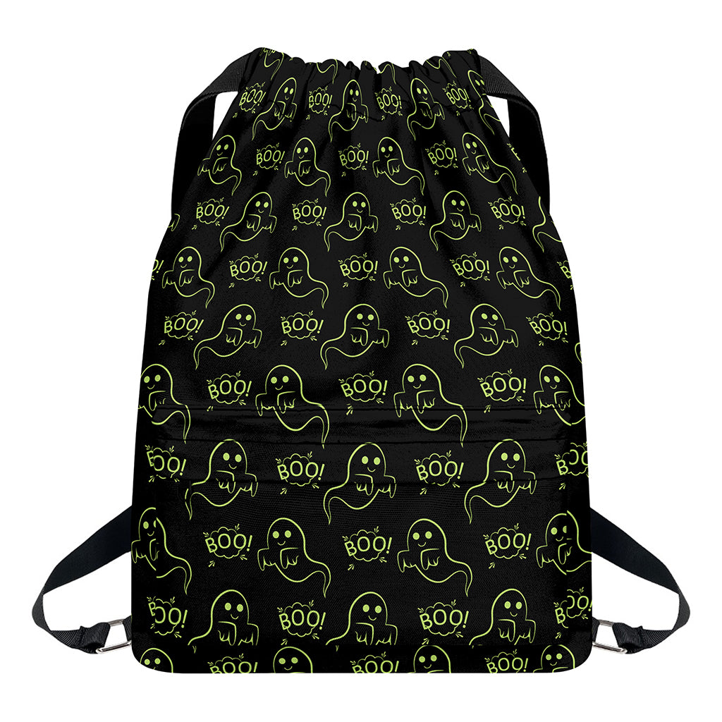 Boo Ghost Pattern Print Drawstring Backpack
