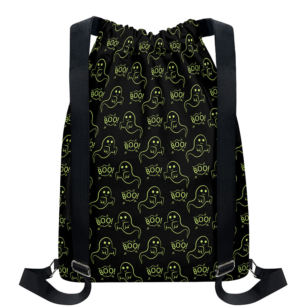 Boo Ghost Pattern Print Drawstring Backpack