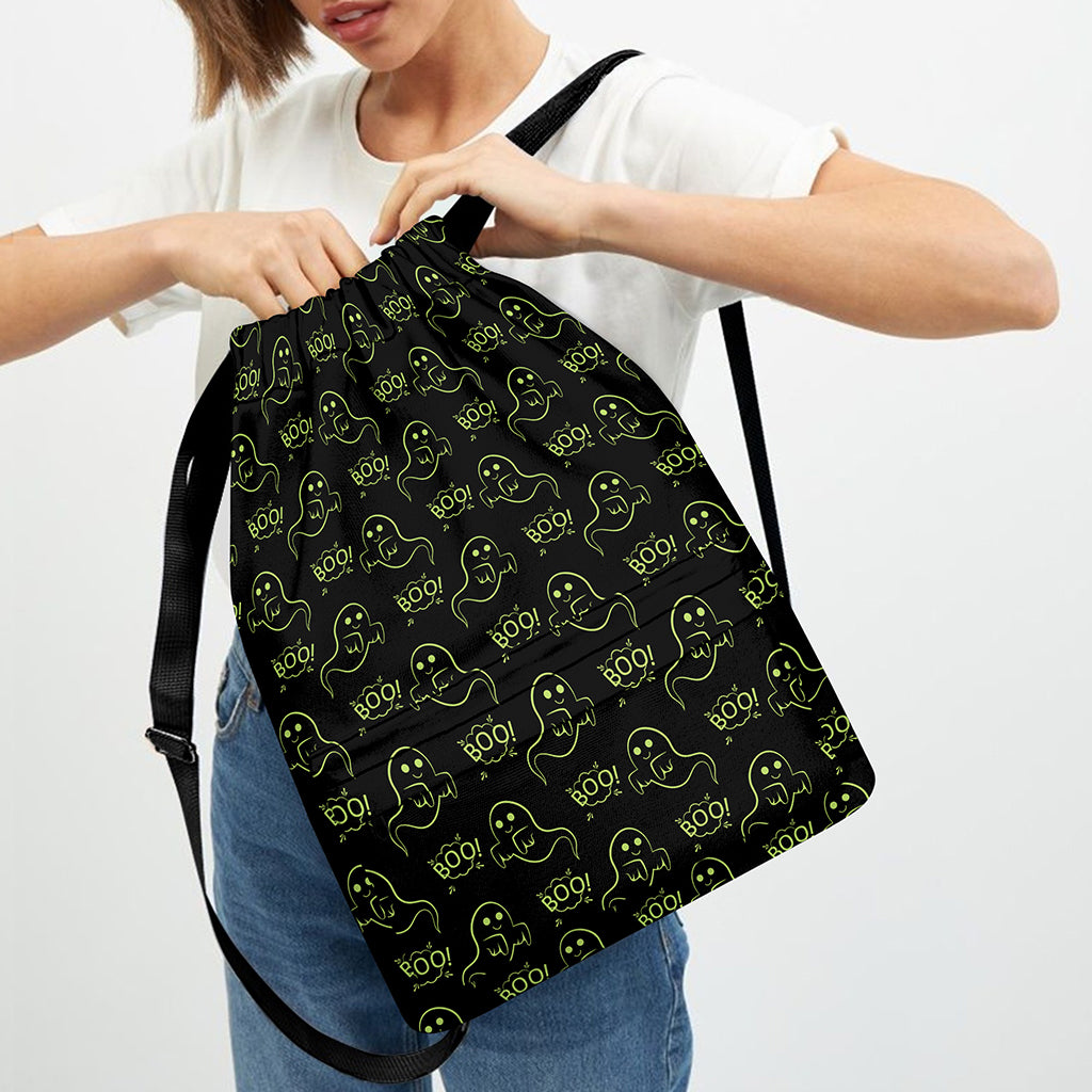 Boo Ghost Pattern Print Drawstring Backpack