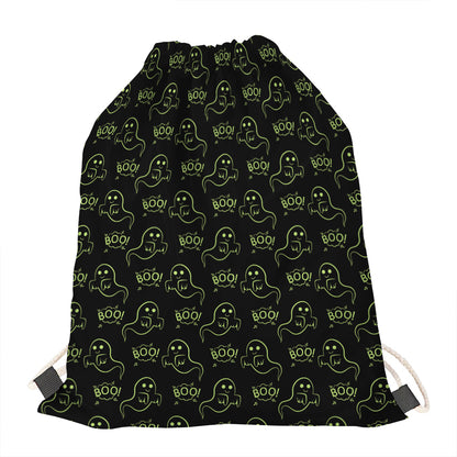 Boo Ghost Pattern Print Drawstring Bag
