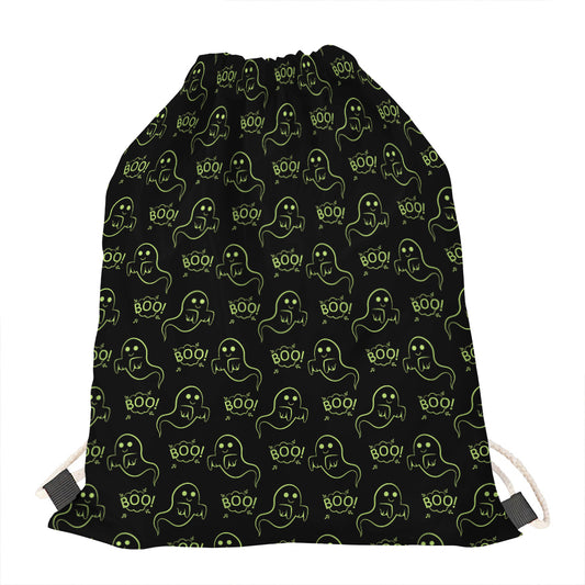 Boo Ghost Pattern Print Drawstring Bag