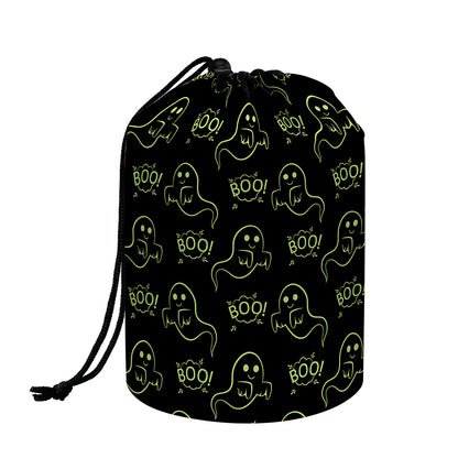 Boo Ghost Pattern Print Drawstring Makeup Bag