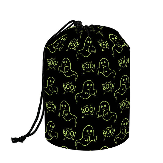 Boo Ghost Pattern Print Drawstring Makeup Bag