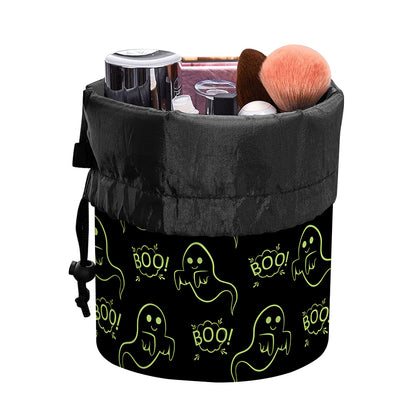 Boo Ghost Pattern Print Drawstring Makeup Bag