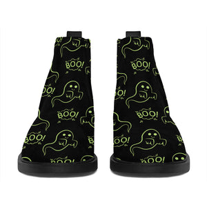 Boo Ghost Pattern Print Flat Ankle Boots