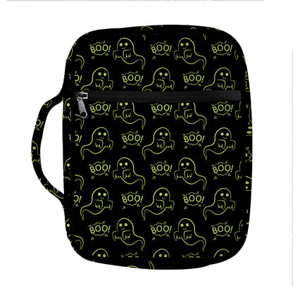 Boo Ghost Pattern Print Front Pocket Bible Bag
