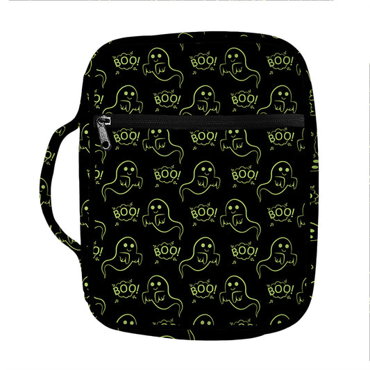 Boo Ghost Pattern Print Front Pocket Bible Bag