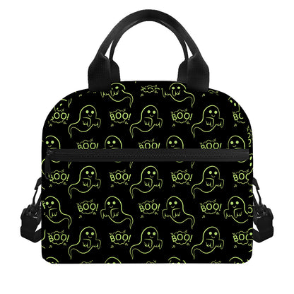 Boo Ghost Pattern Print Insulated Lunch Bag