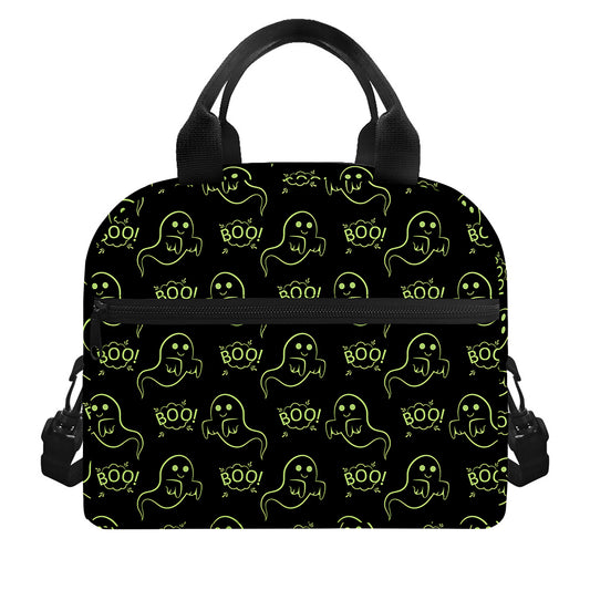 Boo Ghost Pattern Print Insulated Lunch Bag