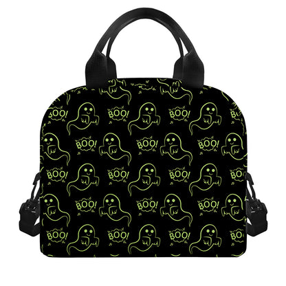 Boo Ghost Pattern Print Insulated Lunch Bag