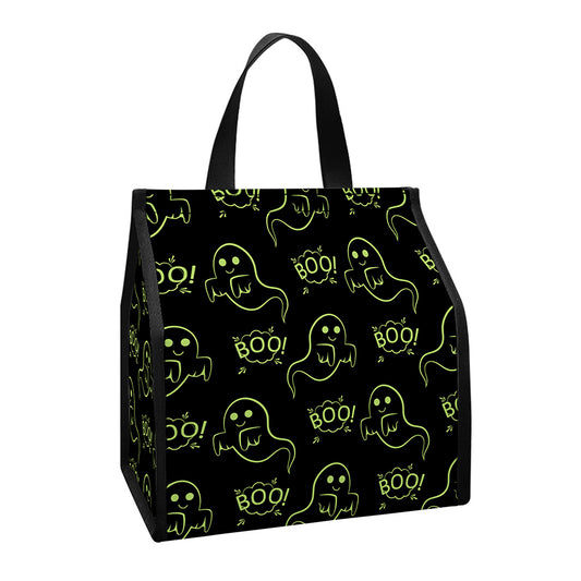 Boo Ghost Pattern Print Insulated Lunch Tote