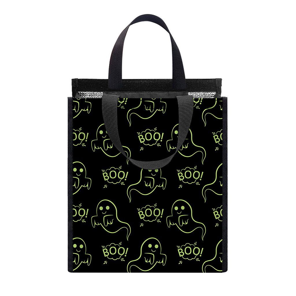 Boo Ghost Pattern Print Insulated Lunch Tote