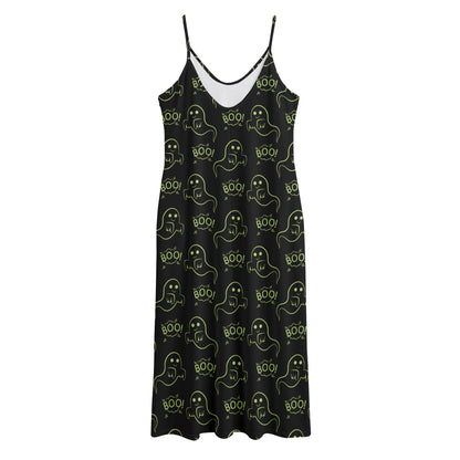 Boo Ghost Pattern Print Jersey Midi Cami Dress