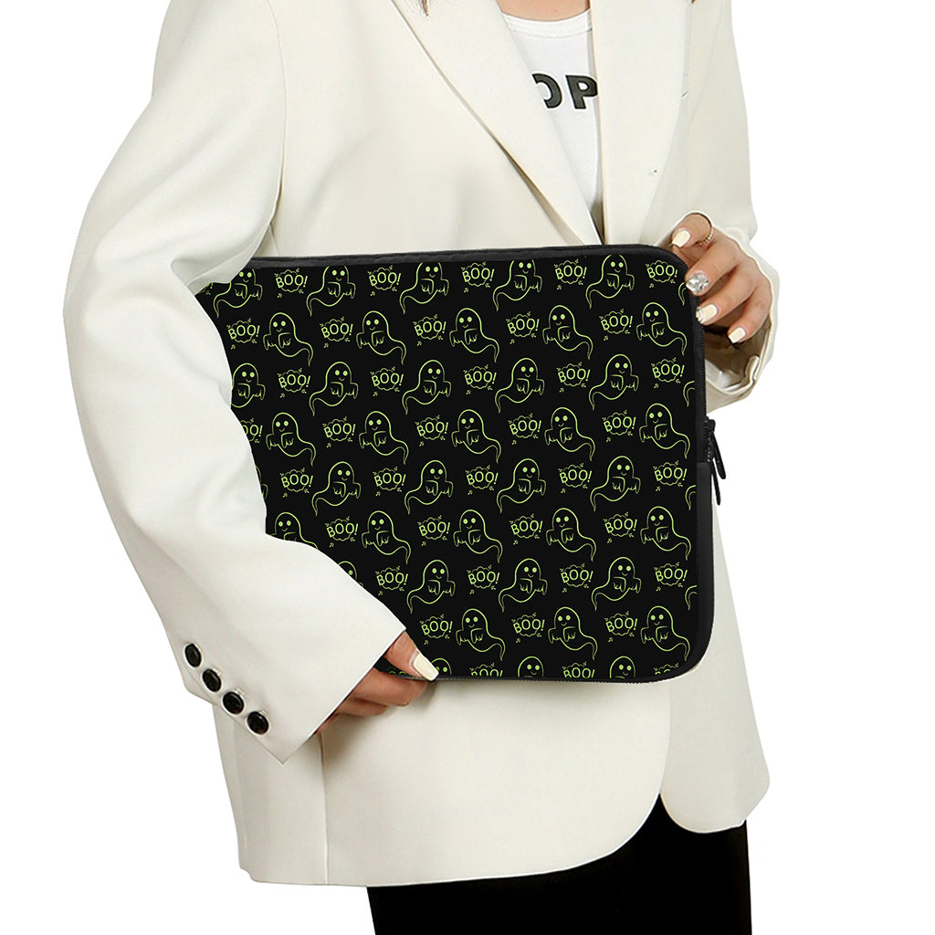 Boo Ghost Pattern Print Laptop Sleeve