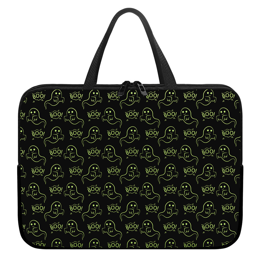 Boo Ghost Pattern Print Laptop Sleeve With Handle