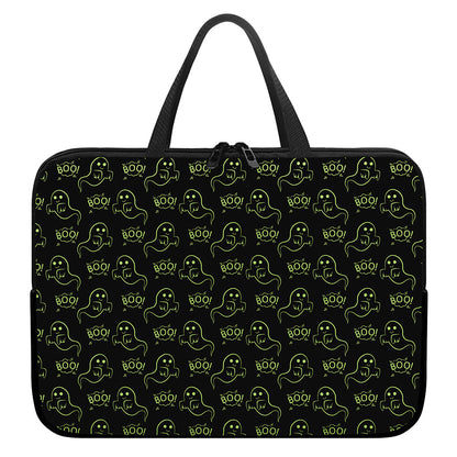 Boo Ghost Pattern Print Laptop Sleeve With Handle