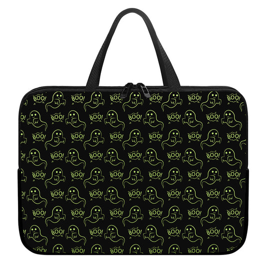 Boo Ghost Pattern Print Laptop Sleeve With Handle