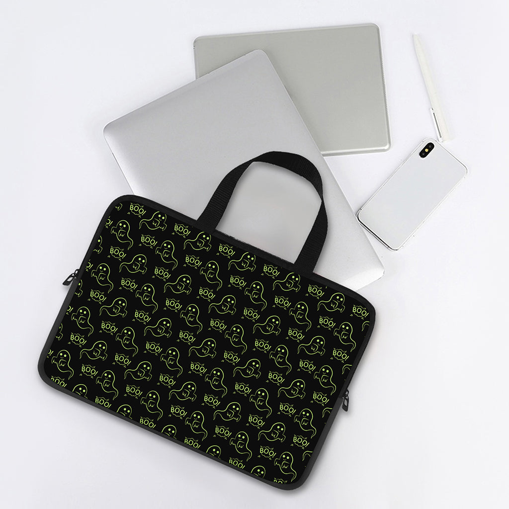 Boo Ghost Pattern Print Laptop Sleeve With Handle