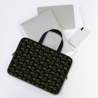 Boo Ghost Pattern Print Laptop Sleeve With Handle
