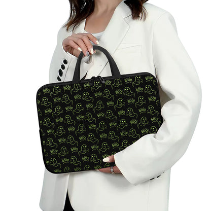 Boo Ghost Pattern Print Laptop Sleeve With Handle
