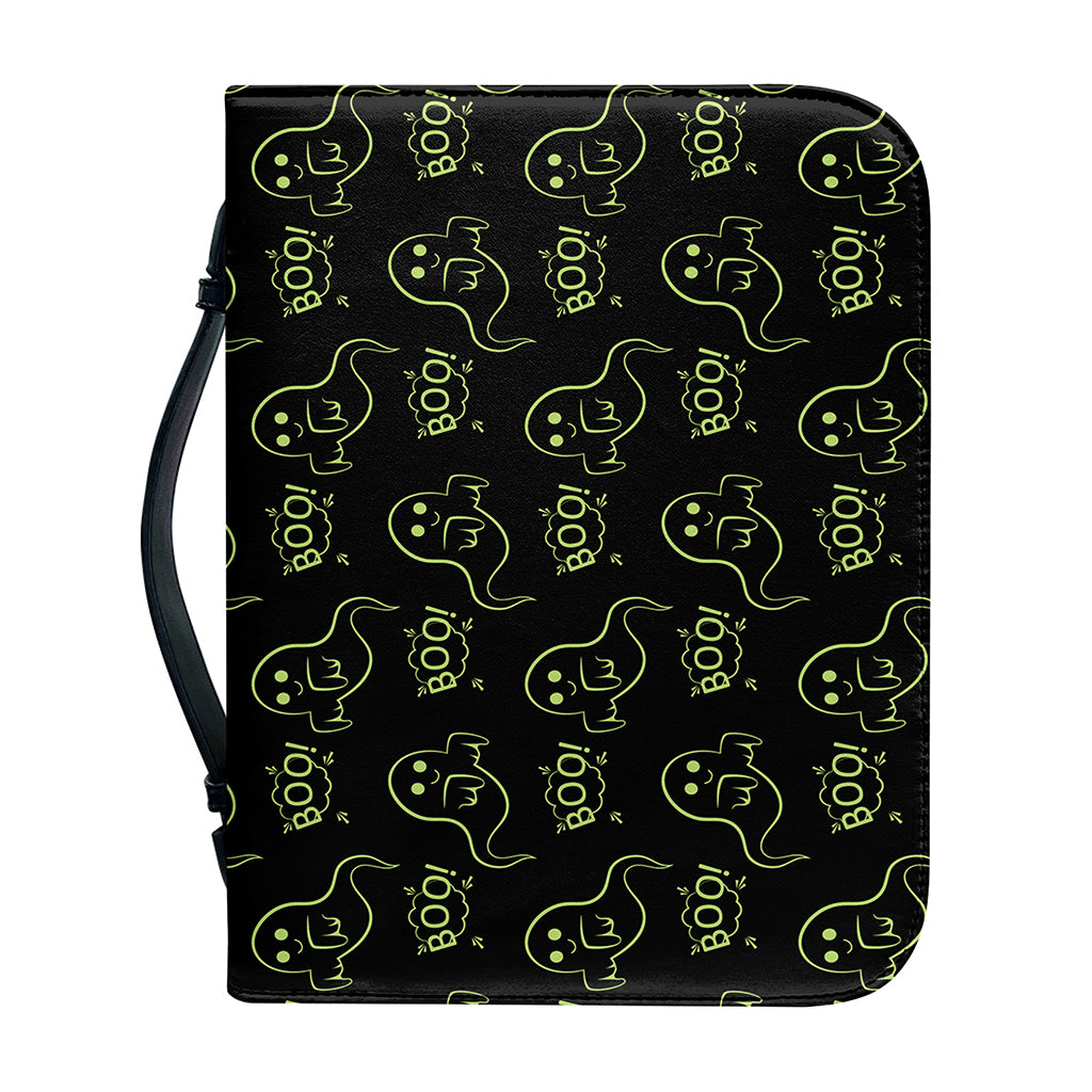 Boo Ghost Pattern Print Leather Bible Cover
